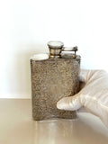 Heavy Vintage Silver-Plated Flask, Floral Embossing - Southern Vintage Wares