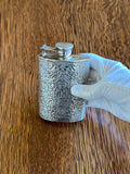 Heavy Vintage Silver-Plated Flask, Floral Embossing - Southern Vintage Wares