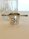 Vintage Rollover Jigger, Inca Aztec Cat Design - Southern Vintage Wares