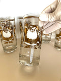 Mid Century Gold Santa Glasses by Washington Pasinski Glass Co - Southern Vintage Wares