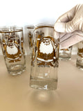 Mid Century Gold Santa Glasses by Washington Pasinski Glass Co - Southern Vintage Wares
