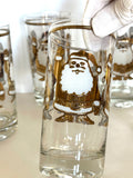 Mid Century Gold Santa Glasses by Washington Pasinski Glass Co - Southern Vintage Wares