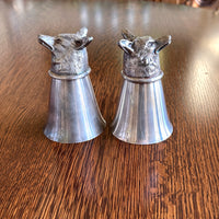 Pair of Silver-Plated Fox Stirrup Cups By Leonard
