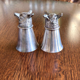 Pair of Silver-Plated Fox Stirrup Cups By Leonard