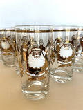 Mid Century Gold Santa Glasses by Washington Pasinski Glass Co - Southern Vintage Wares