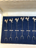Sterling Silver Rooster Cocktail Picks 1930s - Southern Vintage Wares