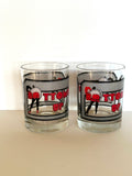Pair of Bottoms Up Glasses by Cera, Very Rare Pattern, 1960s - Southern Vintage Wares