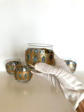 Culver Aqua Tiffany Roly Poly Glasses, Mid Century Glassware