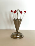 Cherry Cocktail Picks Umbrella Holder Set Art Deco