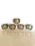 Culver Aqua Tiffany Roly Poly Glasses, Mid Century Glassware - Southern Vintage Wares