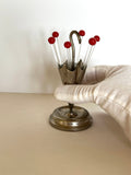 Cherry Cocktail Picks Umbrella Holder Set Art Deco