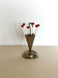 Cherry Cocktail Picks Umbrella Holder Set Art Deco