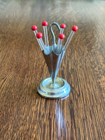 Cherry Cocktail Picks Umbrella Holder Set Art Deco
