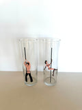 Pair of Libbey Risque Pole Dancer Glasses - Southern Vintage Wares