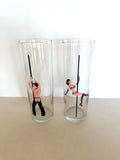 Pair of Libbey Risque Pole Dancer Glasses - Southern Vintage Wares