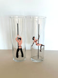 Pair of Libbey Risque Pole Dancer Glasses - Southern Vintage Wares
