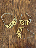 Vintage Napier Decanter Tags Gold-Plated (Gin, Bourbon, Vodka) - Southern Vintage Wares