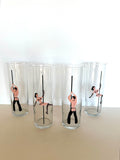 Libbey Risque Pole Dancer Glasses, Set of 4 Tumblers