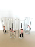 Libbey Risque Pole Dancer Glasses, Set of 4 Tumblers