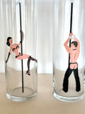 Libbey Risque Pole Dancer Glasses, Set of 4 Tumblers