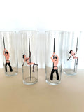 Libbey Risque Pole Dancer Glasses, Set of 4 Tumblers