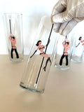 Libbey Risque Pole Dancer Glasses, Set of 4 Tumblers
