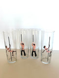 Libbey Risque Pole Dancer Glasses, Set of 4 Tumblers