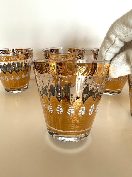 Georges Briard Gold Feather Rocks Glasses – Southern Vintage Wares