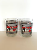 Pair of Bottoms Up Glasses by Cera, Very Rare Pattern, 1960s - Southern Vintage Wares
