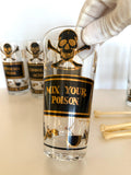 Georges Briard Name Your Poison Glasses, (7-Piece Set) - Southern Vintage Wares