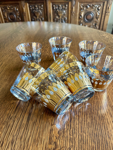 Georges Briard Gold Feather Rocks Glasses – Southern Vintage Wares