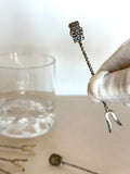 Silver Cocktail Picks, Inca Tiki Finials
