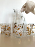 Mid Century Cotton Boll Pitcher Glasses Set, 5-Pieces