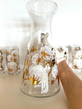 Mid Century Cotton Boll Pitcher Glasses Set, 5-Pieces