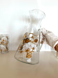 Mid Century Cotton Boll Pitcher Glasses Set, 5-Pieces