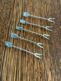 Silver Cocktail Picks, Inca Tiki Finials