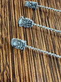 Silver Cocktail Picks, Inca Tiki Finials