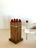 Vintage Cherry Cocktail Picks Wood Stand Set, French - Southern Vintage Wares