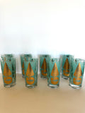 Mid Century Christmas Tree Glasses Ned Harris - Southern Vintage Wares