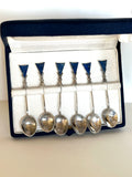 Art Deco Sterling Cocktail Spoons, Lapis Stone Finials - Southern Vintage Wares