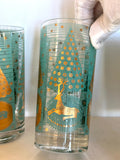 Mid Century Christmas Tree Glasses Ned Harris - Southern Vintage Wares