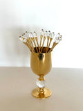 Vintage Gold Swarovski Crystal Cocktail Picks Valerio Albarello, Set of 12