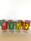 Vintage Love Glasses by Anchor Hocking, Set of 8 - Southern Vintage Wares