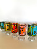 Vintage Love Glasses by Anchor Hocking, Set of 8 - Southern Vintage Wares