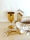 Vintage Gold Swarovski Crystal Cocktail Picks Valerio Albarello, Set of 12