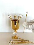 Vintage Gold Swarovski Crystal Cocktail Picks Valerio Albarello, Set of 12