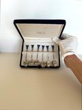 Art Deco Sterling Cocktail Spoons, Lapis Stone Finials - Southern Vintage Wares