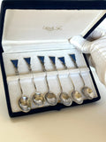 Art Deco Sterling Cocktail Spoons, Lapis Stone Finials - Southern Vintage Wares