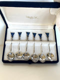 Art Deco Sterling Cocktail Spoons, Lapis Stone Finials - Southern Vintage Wares