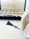 Art Deco Sterling Cocktail Spoons, Lapis Stone Finials - Southern Vintage Wares